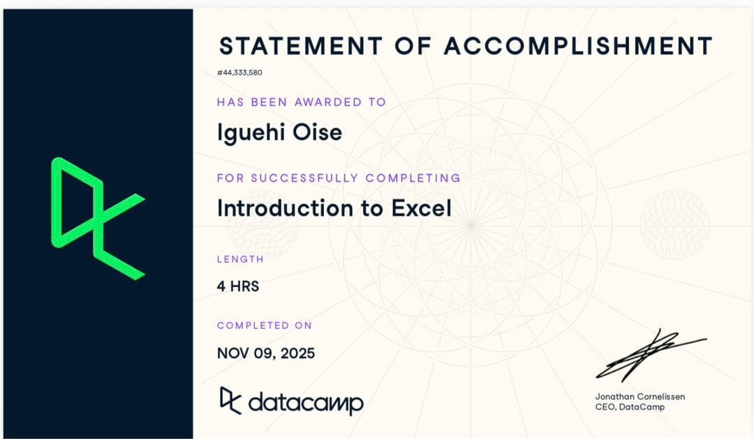 Introduction to Excel